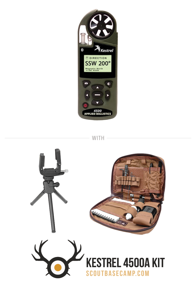 Hunting Season Kestrel 4500A kit with mini tripod and COLORADO Data organizer