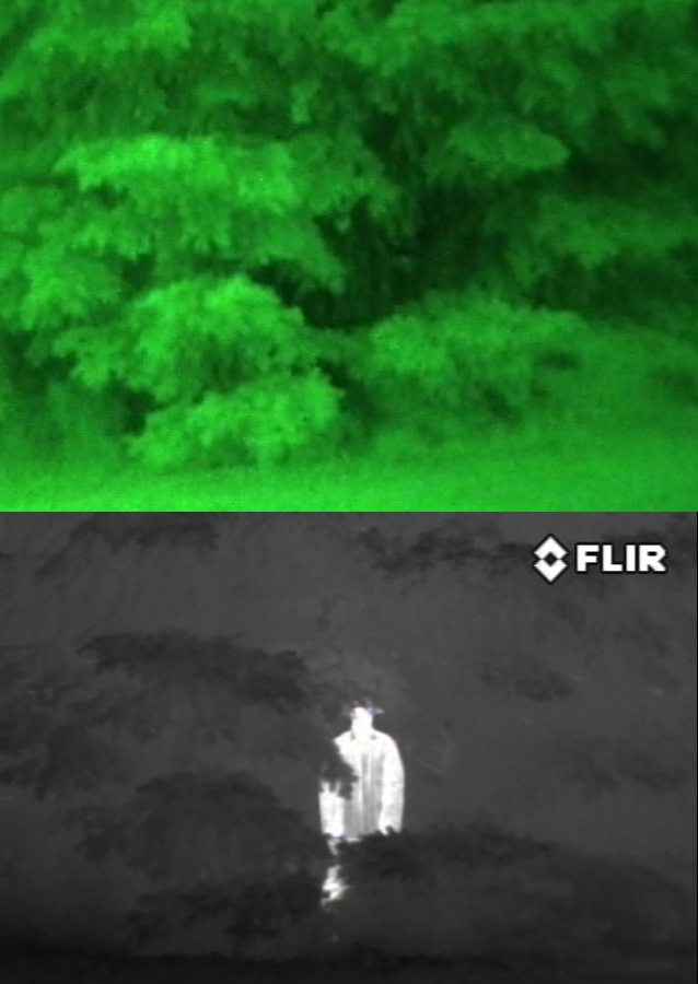 Typical I2 (Image Intensified) Night Vision vs. Thermal Night Vision